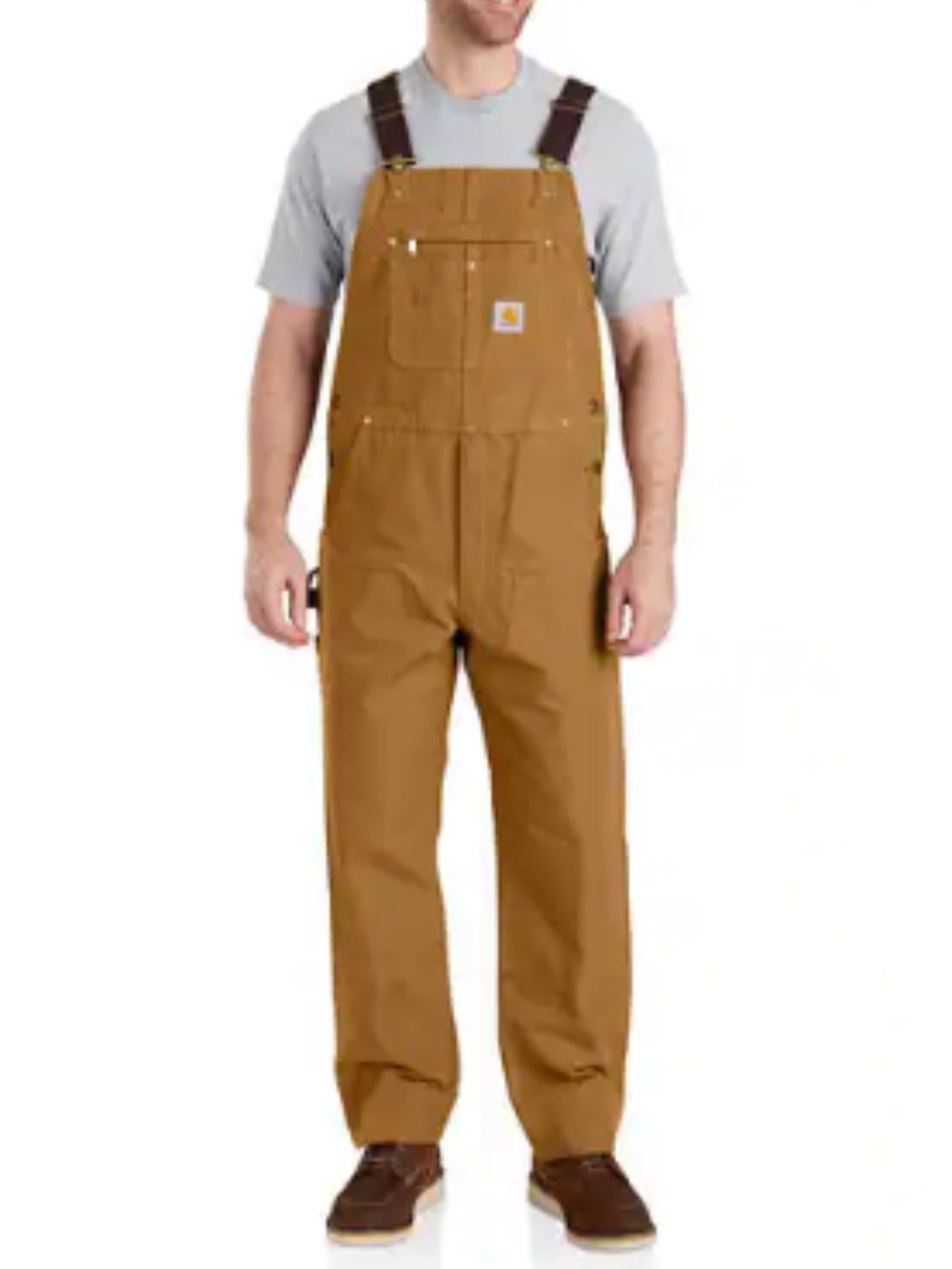 Carhartt 36x34 Iconic R01 Duck Bib Overall in Carhartt Brown